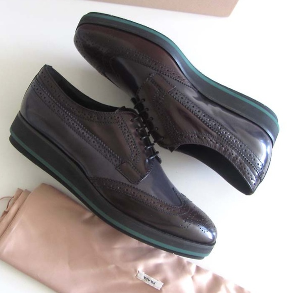 new PRADA brogue wing-tip platform oxfords 37 / 7 - Picture 4 of 8